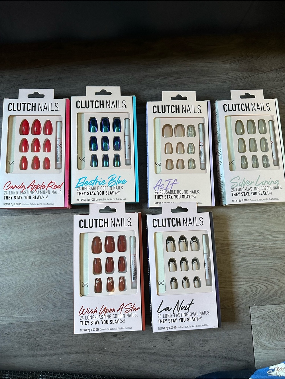 Press-On Nails - Candy Apple Red, Electric Blue, Neutral & Silver Styles